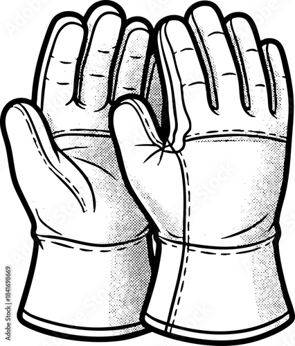 Vintage Engraving of Safety Leather Work Gloves Illustration