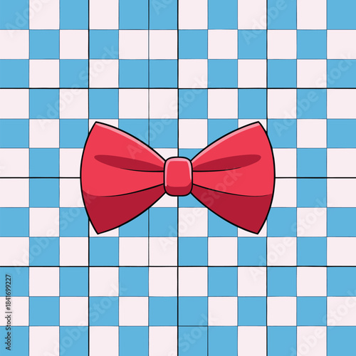 A delicate bow rests gracefully on a classic checked background, blending charm and pattern in a stylish, timeless design perfect for accents or decor.
