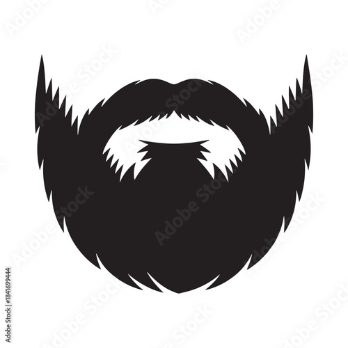 A striking black and white silhouette of a uniquely styled beard and lips