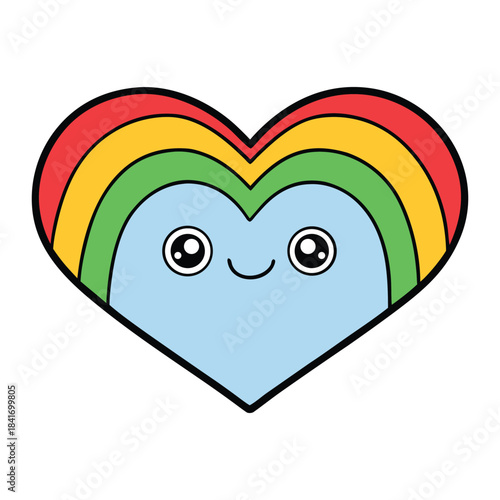 A vibrant rainbow heart glowing with bright, blended colors, symbolizing love, unity, and joy. Its soft gradient and cheerful energy create a warm, uplifting design.
