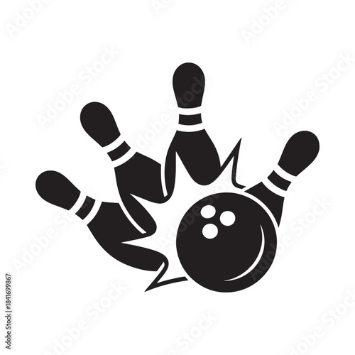 Bowling strike icon depicting a ball hitting pins and causing an explosion