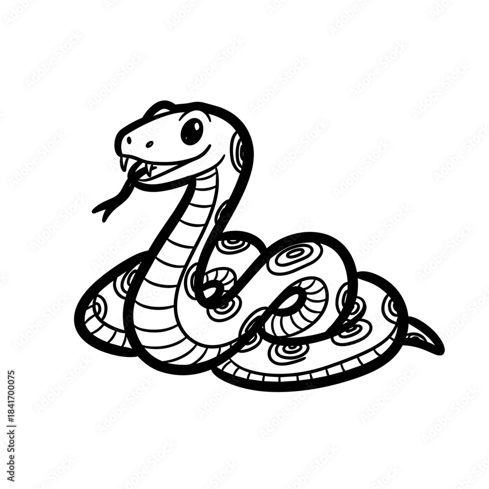 Fototapeta premium Cartoon snake with expressive eyes and tongue sticking out 