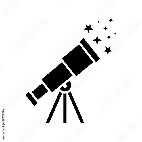 Telescope and Celestial Vision: A silhouette of a telescope on a tripod is aimed upwards, revealing a cluster of stars, hinting at the vastness of the cosmos and the wonders it holds.