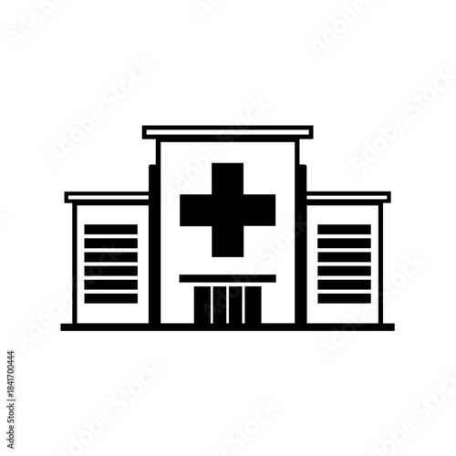 Healthcare Beacon: A simple yet powerful illustration of a modern hospital, its stark lines emphasizing the essential role it plays in providing care. 