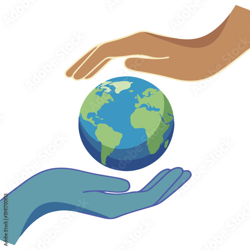 Hands Protecting the Earth – Global Care and Sustainability Vector Illustration