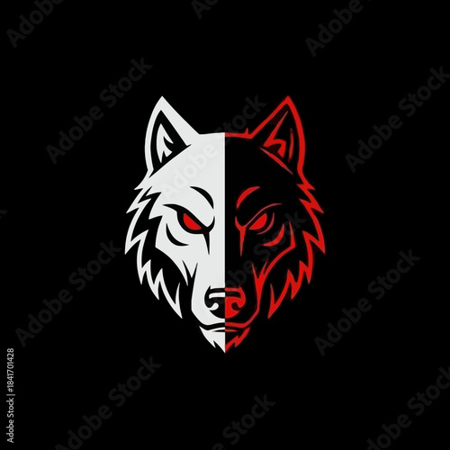 Fierce Wolf Head Emblem with Contrasting Colors.