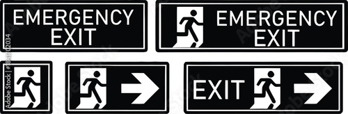Emergency Exit Icon set. exit door sign. Escape and evacuation symbol. Various exit sign isolated white background.Evacuation and relocation of people to safety, Vector illustration !