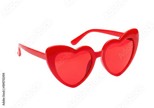 Red Heart Shaped Sunglasses Isolated on Black Background