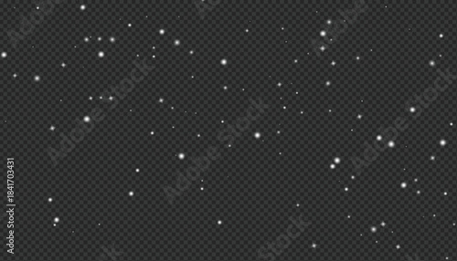 Beautiful night sky with stars on transparent background