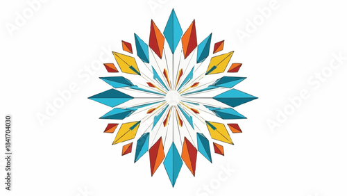 Vibrant abstract geometric starburst illustration featuring radiating colorful facets for a modern artistic design
