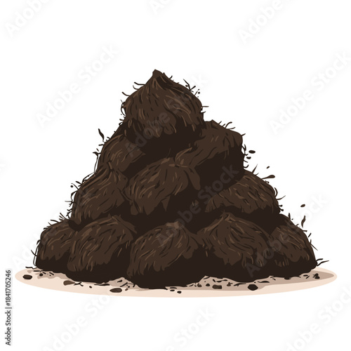 Vector illustration of a pile of cow dung isolated on a white background