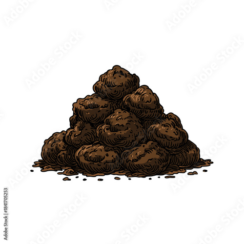 Vector illustration of a pile of cow dung isolated on a white background