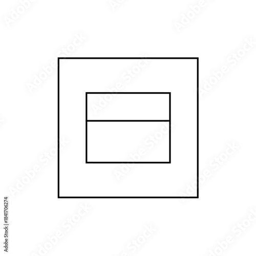 Minimalist Horizontal Rectangle Inside Square Frame, Black and White Graphic Design