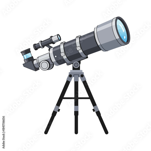 Vector illustration of a telescope on a tripod, perfect for astronomy and science themes