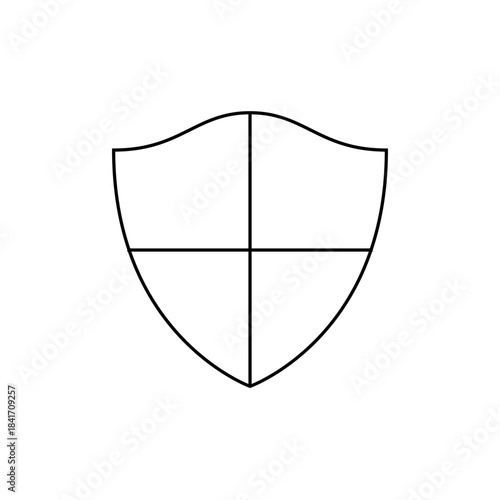 Blank Shield Icon Divided into Four Quadrants, Heraldic Emblem Design