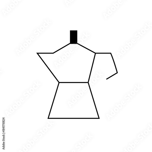 Minimalist Black and White Coffee Maker Outline, Modern Design