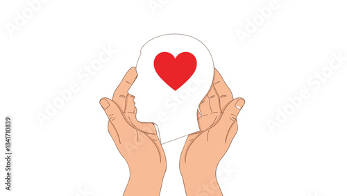 A pair of hands cradling a red heart symbolizing love and care on a