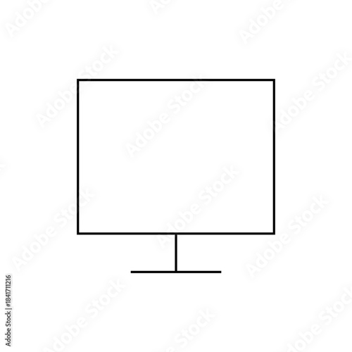 Minimalist Line Art of Flat Screen TV on Stand, Modern Home Decor