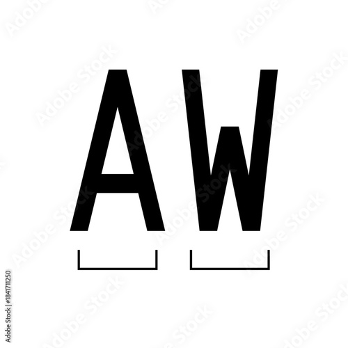 Minimalist Black AW Letters with Underlines, Modern Typography Design