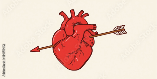 Valentine Heart Pierced by Cupid's Arrow - Love, Passion & Valentine's Day Symbolism