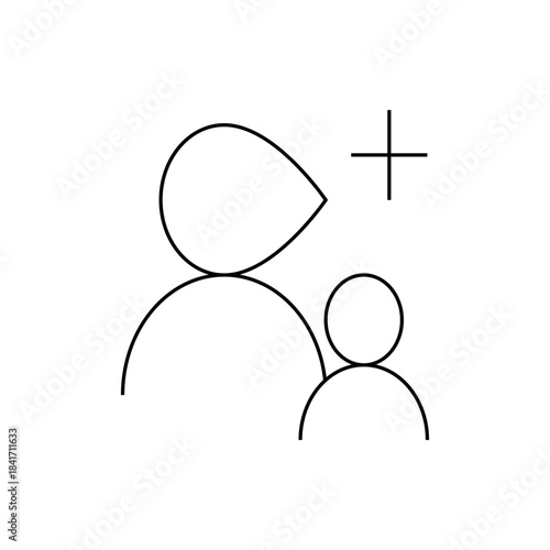 Minimalist Line Art of Two People and a Cross Symbol