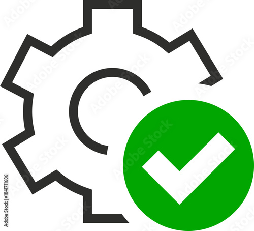Settings gear icon with green check mark
