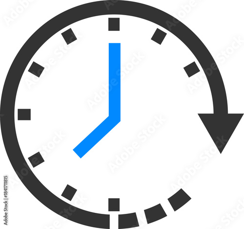 Clock Icon with Segmented Arrow and Tick Marks