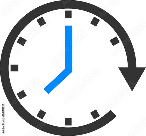 Clock Icon with Arrow and Hour Markers