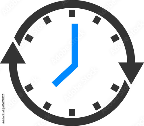 Clock Icon with Arrows and Time Indicators