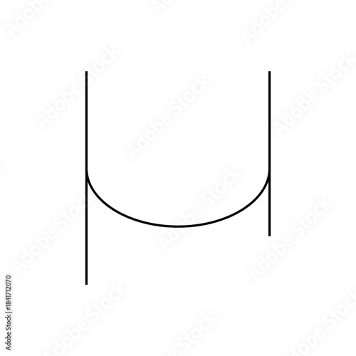 Minimalist Black Line Art Parabola Shape with Vertical Lines