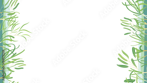 Seaweed frame banner, marine life vector design template. Copy space for text