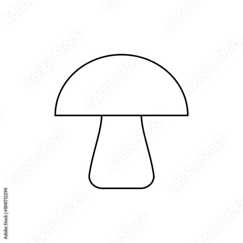 Simple Line Drawing of a Mushroom with White Cap and Stem
