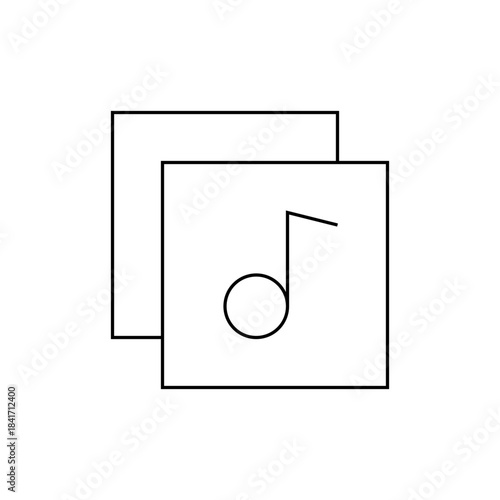 Minimalist Music Note Icon on Square Background