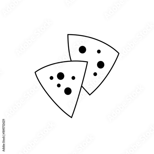 Delicious Slices of Pepperoni Pizza with Black Olives, Line Art Illustration