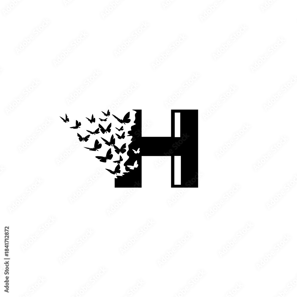 Obraz premium Group of flying birds forming a graceful alphabet symbol. Ideal for freedom themes, wellness brands, spiritual identity, and nature designs.