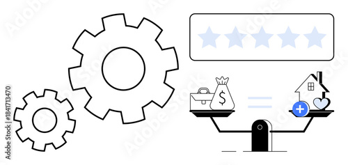 Business efficiency concept. Business success balanced with life priorities and satisfaction. Business emphasizing productivity, work-life harmony, and customer satisfaction. For management, HR