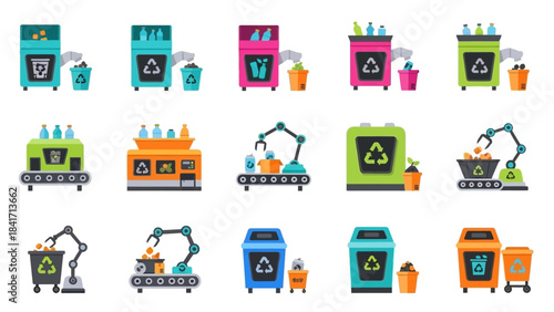 Recycling machines and waste sorting equipment collection.