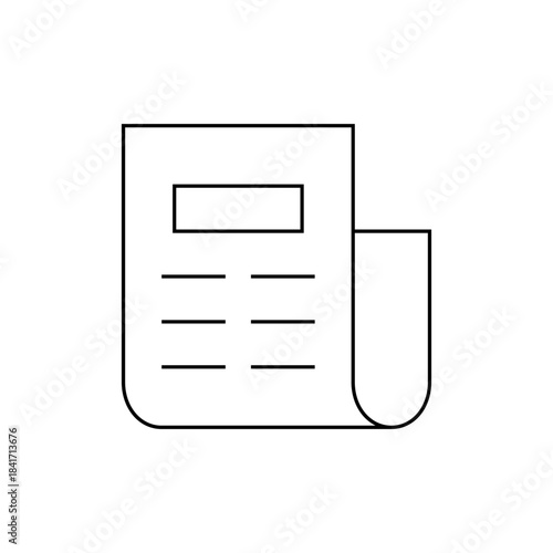 Minimalist Newspaper Icon, Simple Black and White News Graphic, Clean Design