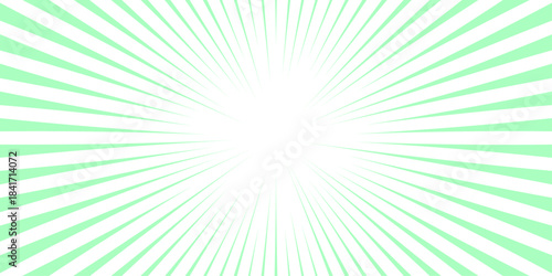  Abstract green Sunburst Background. Comic book explosion lines wallpaper. High-Energy Burst Effect, Comic Pop Art Rays, Sales Banner, or Vibrant Digital Design Element.