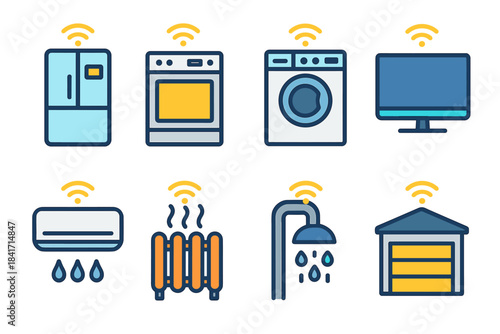Smart home devices vector icons set