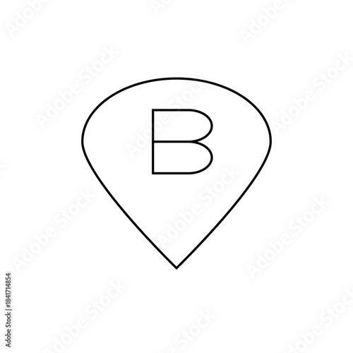 Minimalist Black and White Letter B in Teardrop Shape Icon