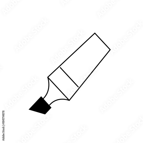 Minimalist Black Highlighter Pen Icon, Simple Line Art Design