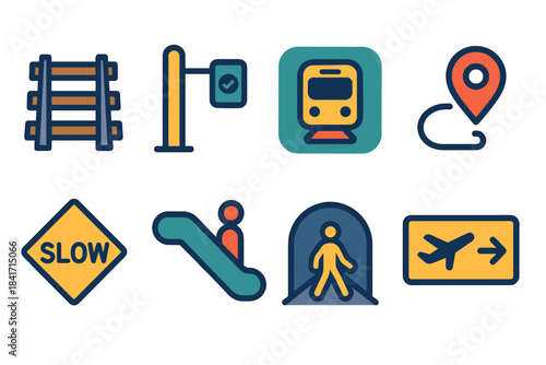 Transportation and travel vector icons set