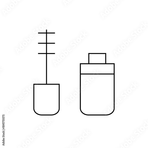 Minimalist Line Art of Laboratory Beaker and Flask with Liquid