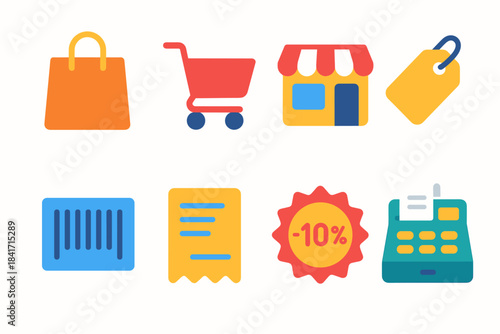 Shopping and Retail Flat Icon Set