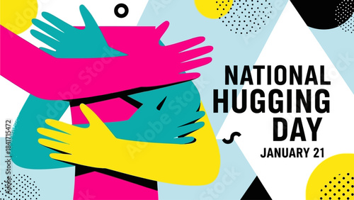 Celebrate National Hugging Day on January 21 with vibrant, joyful designs that promote connection, warmth, and affection, perfect for social media and heartfelt messages