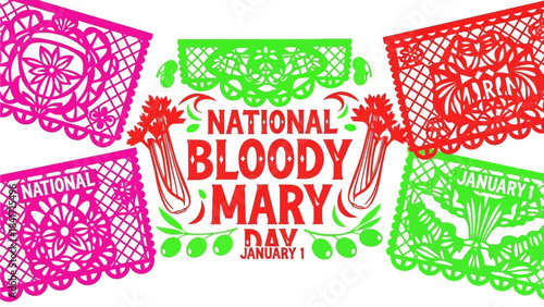 Celebrate National Bloody Mary Day with vibrant, festive decorations and a delicious brunch cocktail, perfect for New Year's Day gatherings and spirited celebrations