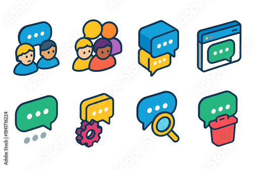 Communication and Messaging Cartoon Icons Set