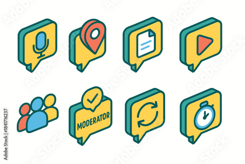 Isometric communication icons set