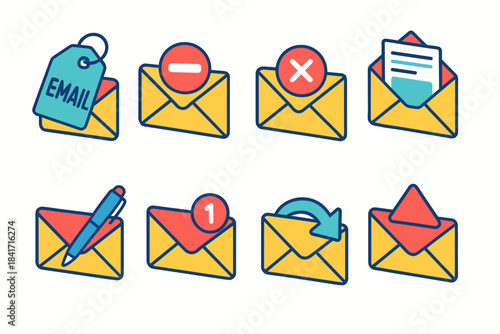 Email Actions Stylized Icon Set
